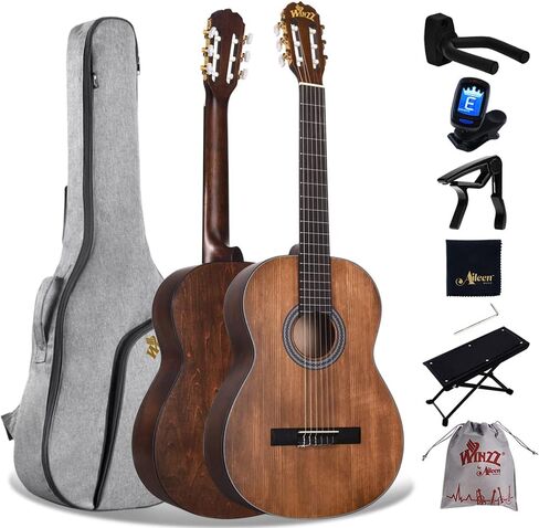 Winzz Classical Guitar 4/4 Adult Classical Guitar for Beginners 39 Inches Brown in Saudi Arabia
