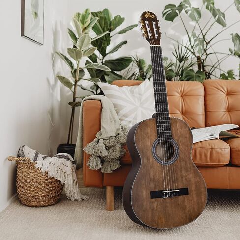 Winzz Classical Guitar 4/4 Adult Classical Guitar for Beginners 39 Inches Brown in Saudi Arabia