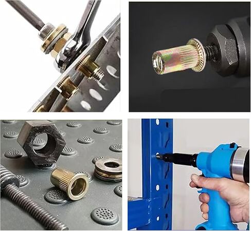 Rivet Nut Assortment Kit(278Pcs), 1/4"-20, 3/8"-16, 5/16"-18, #10-24, #8-32, #6-32UNC SAE Rivnuts Set, Threaded Inserts for Metal, Galvanized Flat Head Knurled Body Carbon Steel Nutserts in Kuwait