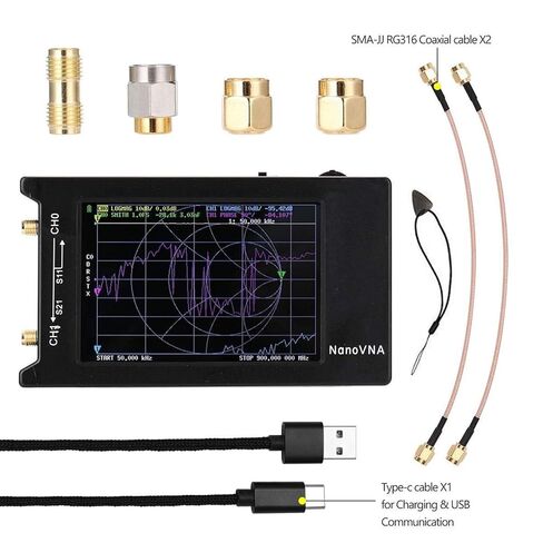 NanoVNA-H4 Vector Network Analyzer 10k-1.5GHz with 4"Touchscreen for Antenna Analyzer HF VHF UHF Standing Wave Measuring S Parameters Voltage Standing Wave Ratio Phase Delay Smith Chart in Kuwait