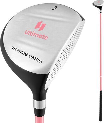 Tangkula 165CC Junior #3 Fairway Wood for Kids, Individual Gold Club for Boys and Girls with Fiberglass Shaft and Head Cover, Junior Practice Golf Club, Right Hand, 38 Inch, Ages 11-14 in Kuwait