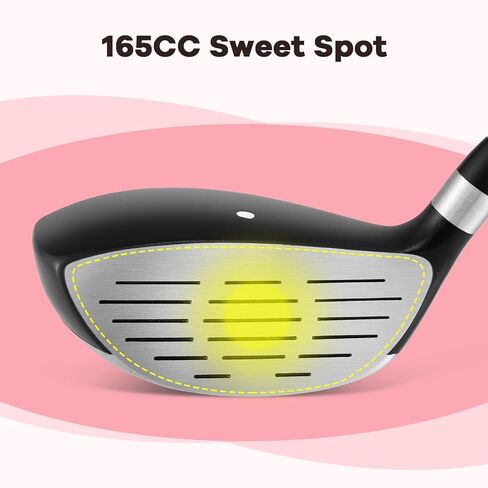 Tangkula 165CC Junior #3 Fairway Wood for Kids, Individual Gold Club for Boys and Girls with Fiberglass Shaft and Head Cover, Junior Practice Golf Club, Right Hand, 38 Inch, Ages 11-14 in Kuwait