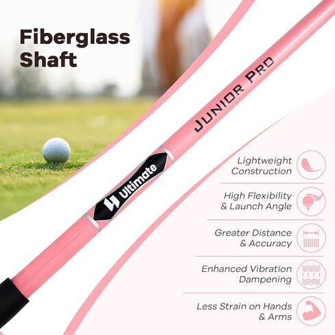 Tangkula 165CC Junior #3 Fairway Wood for Kids, Individual Gold Club for Boys and Girls with Fiberglass Shaft and Head Cover, Junior Practice Golf Club, Right Hand, 38 Inch, Ages 11-14 in Kuwait