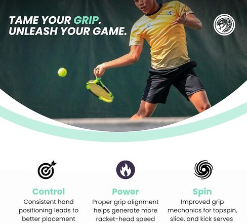 Gripsnake™ Tennis Grip Position Trainer – Improve Forehand, Backhand, Serve & Volleys | Essential Training Aid for Control, Power & Spin | Left- & Right-Handed Versions Available in Kuwait