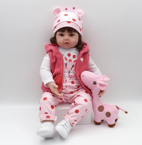 Pinky 20 Inch Reborn Baby Doll Avatar Soft Body Vinyl Realistic Sleeping Newborn Dolls Painted Hair Real Life Elf Baby Dolls Toy for Kids Age 3 + in Kuwait