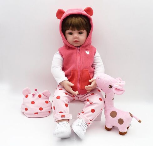 Pinky 20 Inch Reborn Baby Doll Avatar Soft Body Vinyl Realistic Sleeping Newborn Dolls Painted Hair Real Life Elf Baby Dolls Toy for Kids Age 3 + in Kuwait