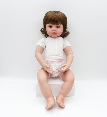 Pinky 20 Inch Reborn Baby Doll Avatar Soft Body Vinyl Realistic Sleeping Newborn Dolls Painted Hair Real Life Elf Baby Dolls Toy for Kids Age 3 + in Kuwait