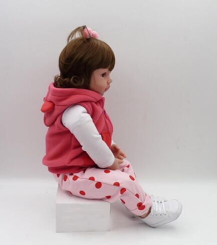 Pinky 20 Inch Reborn Baby Doll Avatar Soft Body Vinyl Realistic Sleeping Newborn Dolls Painted Hair Real Life Elf Baby Dolls Toy for Kids Age 3 + in Kuwait