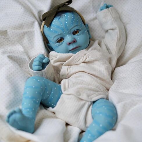 Pinky 20 Inch Reborn Baby Doll Avatar Soft Body Vinyl Realistic Sleeping Newborn Dolls Painted Hair Real Life Elf Baby Dolls Toy for Kids Age 3 + in Kuwait