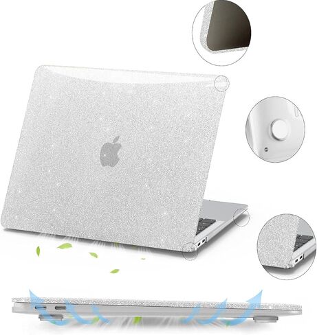 Anban Compatible with MacBook Air 13 inch Case 2021 2020 2019 2018 A2337 M1 A2179 A1932 Touch ID,Plastic Hard Shell Case for MacBook Air 13.3 inch+Keyboard Cover+Screen Protector,Shiny Luster Pearl in Kuwait