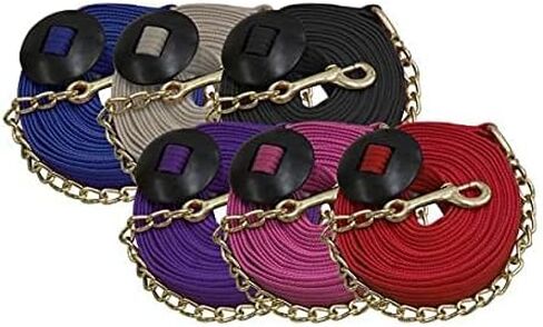 Showman 25 'Cotton Web Lunge Line W/Brass Chain (Black) in Kuwait