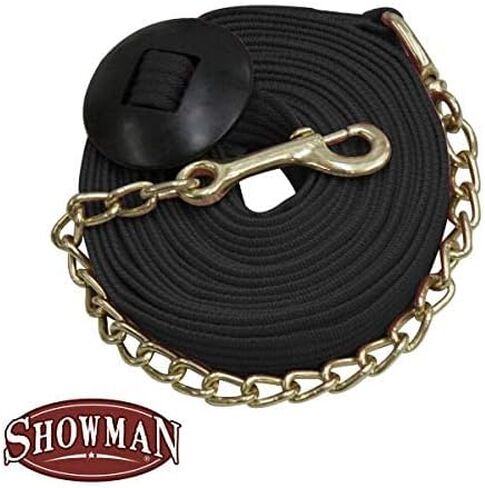 Showman 25 'Cotton Web Lunge Line W/Brass Chain (Black) in Kuwait