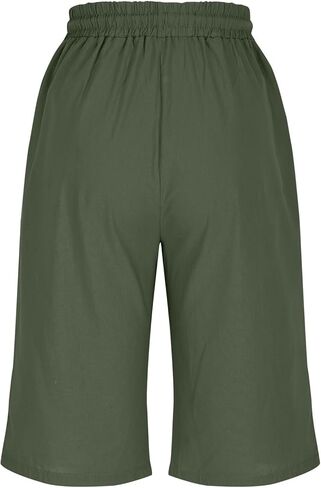 شورتات القطن للسيدات برمودا شورت الصيف عريض الساق غير الرسمية عالي الخصر السراويل القصيرة in Kuwait