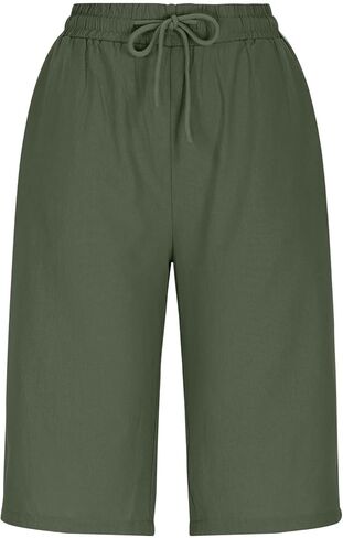 شورتات القطن للسيدات برمودا شورت الصيف عريض الساق غير الرسمية عالي الخصر السراويل القصيرة in Kuwait