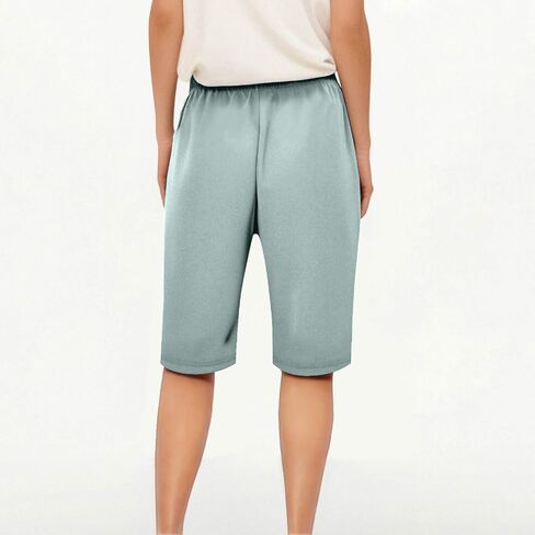 Active Ice Silk Long Shorts for Cooling Quick Dry Bermuda Shorts Stretch Workout Gym Short Pant with Zipper Pockets in Saudi Arabia