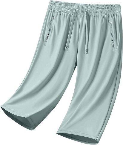Active Ice Silk Long Shorts for Cooling Quick Dry Bermuda Shorts Stretch Workout Gym Short Pant with Zipper Pockets in Saudi Arabia