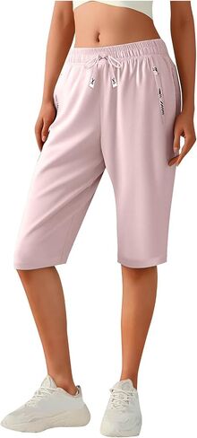 Active Ice Silk Long Shorts for Cooling Quick Dry Bermuda Shorts Stretch Workout Gym Short Pant with Zipper Pockets in Saudi Arabia