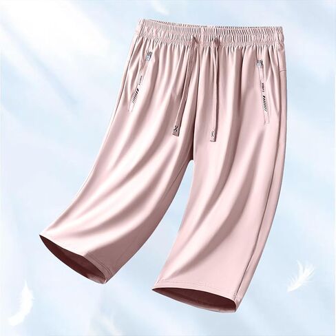 Active Ice Silk Long Shorts for Cooling Quick Dry Bermuda Shorts Stretch Workout Gym Short Pant with Zipper Pockets in Saudi Arabia