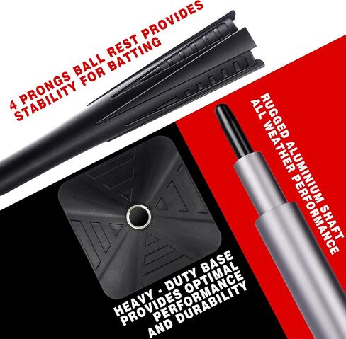 4-Prongs Ball Rest Batting Tee for Baseball and Softball， 23" to 44" Adjustable Baseball Tees for Hitting，Heave Duty Base Baseball Tee （No Included The Baseball） in Kuwait