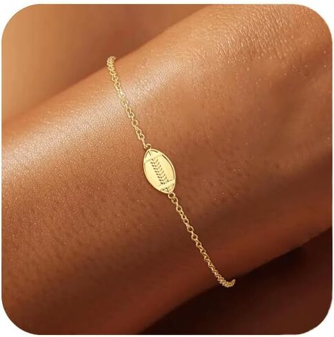 Ascona Dainty Gold Softball/Football/Basketball/Volleyball/Soccer Bracelets for Women Trendy,14K Gold Plated Charm Bracelet With Heart Cute Sport Accessories Jewelry for Friend Team Adjustable Birthday Christmas Gift in Kuwait