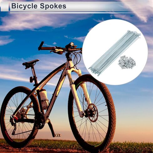 1 Set Universal Bicycle Spokes 12G 265mm Length Bike Wheel Spokes Nipple Silver Tone Carbon Steel Galvanized in Saudi Arabia