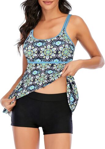 Zando Swimsuits for Women Tummy Control Swimwear Two Piece Bathing Suits for Women Tankini Black 10-12 in Saudi Arabia