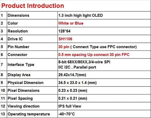 2pcs 1.3 "شاشة OLED ذات الأزرق الأبيض 128 × 64 شاشة LCD ، SH1106 برنامج تشغيل ، I2C SPI ، لمشاريع DIY in Saudi Arabia