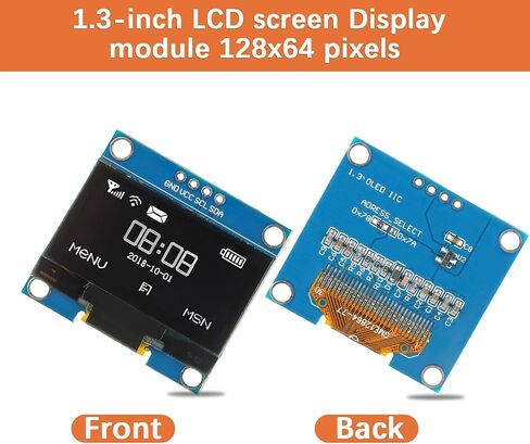 1.3 بوصة I2C IIC OLED MODULE 128X64 بكسل لوحة شاشة عرضية مصغرة ذاتيا لمشاريع Arduino Raspberry Pi مع الأسلاك (1Pack أبيض) in Kuwait
