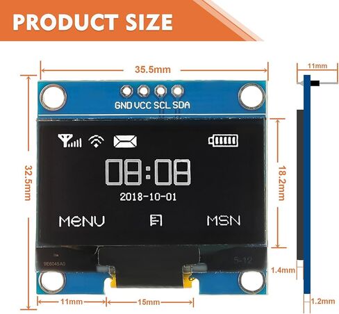 1.3 بوصة I2C IIC OLED MODULE 128X64 بكسل لوحة شاشة عرضية مصغرة ذاتيا لمشاريع Arduino Raspberry Pi مع الأسلاك (1Pack أبيض) in Kuwait