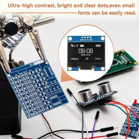 1.3 بوصة I2C IIC OLED MODULE 128X64 بكسل لوحة شاشة عرضية مصغرة ذاتيا لمشاريع Arduino Raspberry Pi مع الأسلاك (1Pack أبيض) in Kuwait