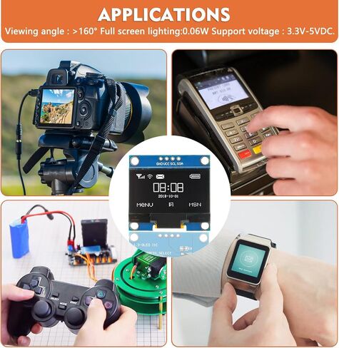 1.3 بوصة I2C IIC OLED MODULE 128X64 بكسل لوحة شاشة عرضية مصغرة ذاتيا لمشاريع Arduino Raspberry Pi مع الأسلاك (1Pack أبيض) in Kuwait