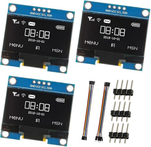 1.3 بوصة I2C IIC OLED MODULE 128X64 بكسل لوحة شاشة عرضية مصغرة ذاتيا لمشاريع Arduino Raspberry Pi مع الأسلاك (1Pack أبيض) in Kuwait