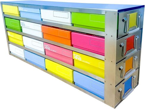 16-Well Stainless Steels Freezer Rack, Side Access Drawer Cryopreservation Rack, No Storage Boxes, Efficient Used to Cryogenic Box Storage and Organization, 1 Piece/Case in Saudi Arabia
