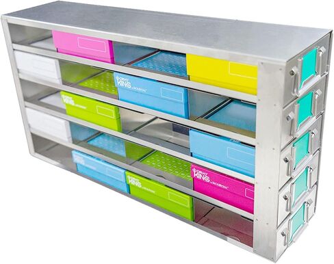16-Well Stainless Steels Freezer Rack, Side Access Drawer Cryopreservation Rack, No Storage Boxes, Efficient Used to Cryogenic Box Storage and Organization, 1 Piece/Case in Saudi Arabia