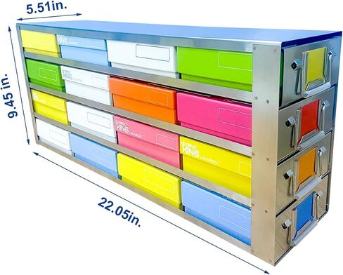 16-Well Stainless Steels Freezer Rack, Side Access Drawer Cryopreservation Rack, No Storage Boxes, Efficient Used to Cryogenic Box Storage and Organization, 1 Piece/Case in Saudi Arabia