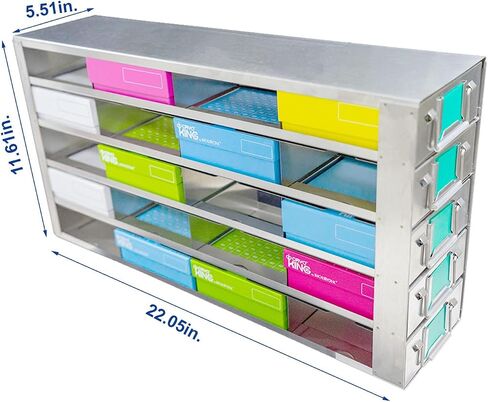 16-Well Stainless Steels Freezer Rack, Side Access Drawer Cryopreservation Rack, No Storage Boxes, Efficient Used to Cryogenic Box Storage and Organization, 1 Piece/Case in Saudi Arabia