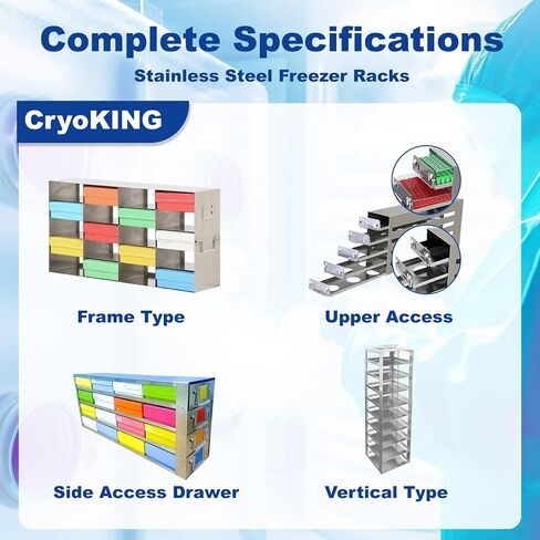 16-Well Stainless Steels Freezer Rack, Side Access Drawer Cryopreservation Rack, No Storage Boxes, Efficient Used to Cryogenic Box Storage and Organization, 1 Piece/Case in Saudi Arabia