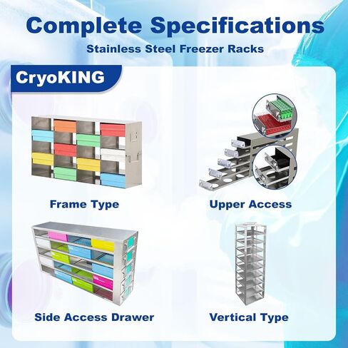 16-Well Stainless Steels Freezer Rack, Side Access Drawer Cryopreservation Rack, No Storage Boxes, Efficient Used to Cryogenic Box Storage and Organization, 1 Piece/Case in Saudi Arabia