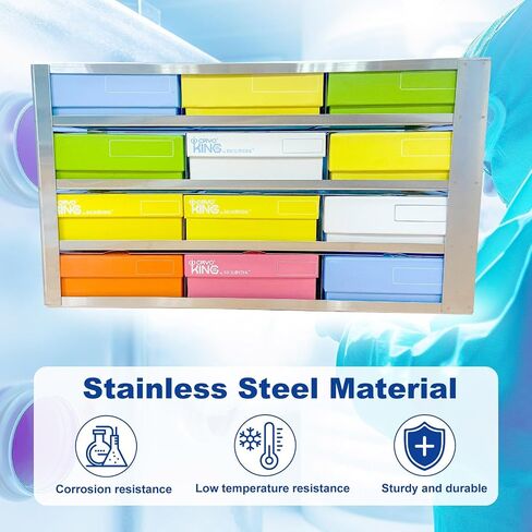 16-Well Stainless Steels Freezer Rack, Side Access Drawer Cryopreservation Rack, No Storage Boxes, Efficient Used to Cryogenic Box Storage and Organization, 1 Piece/Case in Saudi Arabia