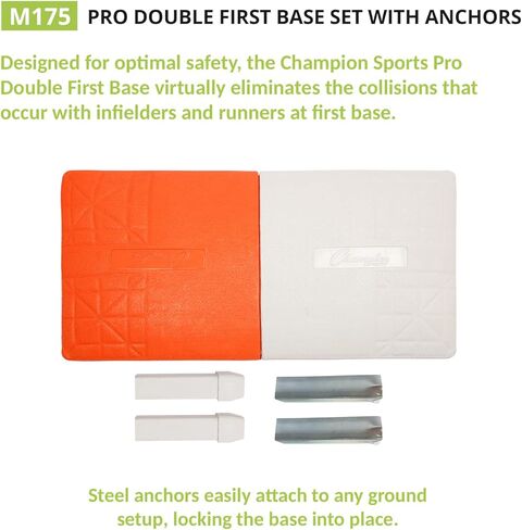 القاعدة الأولى للبطل Sports Pro Double - Piece One Piece Double Base - قاعدة سهلة التثبيت مع مرساة أرضية ، Orange in Saudi Arabia