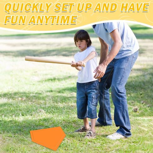 Baseball & Softball 5 Piece Base Set, Rubber Field Bases for Kids & Adults, with 5 Piece Training Balls and Storage Bag, Throw Down Base for Backyard Teeball, School Kickball Practice in Saudi Arabia