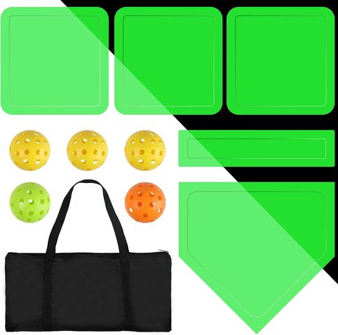 Baseball & Softball 5 Piece Base Set, Rubber Field Bases for Kids & Adults, with 5 Piece Training Balls and Storage Bag, Throw Down Base for Backyard Teeball, School Kickball Practice in Saudi Arabia