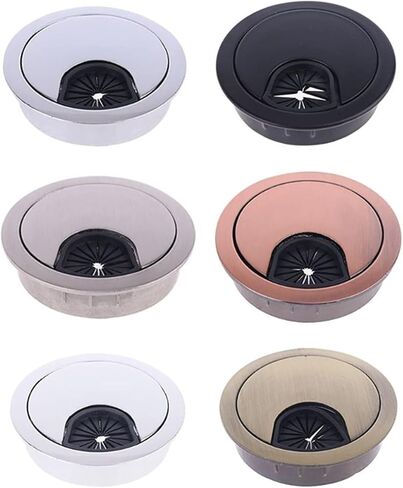 Grommet الكابل المعدني ، 2 PCS زنك سبيكة قاعدة الحاسوب جروميت الجدول كابل منفذ السطح حامل السطح 50/53/60/80mm in Kuwait