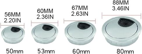 Grommet الكابل المعدني ، 2 PCS زنك سبيكة قاعدة الحاسوب جروميت الجدول كابل منفذ السطح حامل السطح 50/53/60/80mm in Kuwait