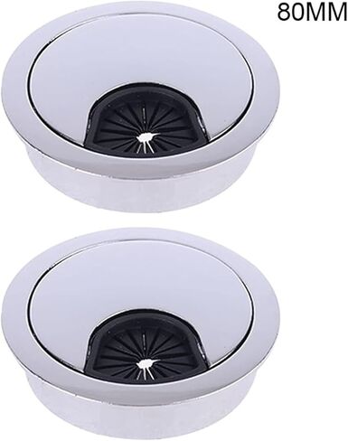 Grommet الكابل المعدني ، 2 PCS زنك سبيكة قاعدة الحاسوب جروميت الجدول كابل منفذ السطح حامل السطح 50/53/60/80mm in Kuwait