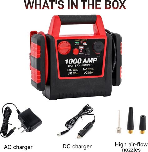 6-in-1 Car Battery Jump Starter with Air Compressor 2000A 260PSI 400W Inverter, Jump Starter Jump Box (All Gas 8.5L Diesel), Solar Portable Power Station,AC/DC/USB Ports and LED Lights in Saudi Arabia