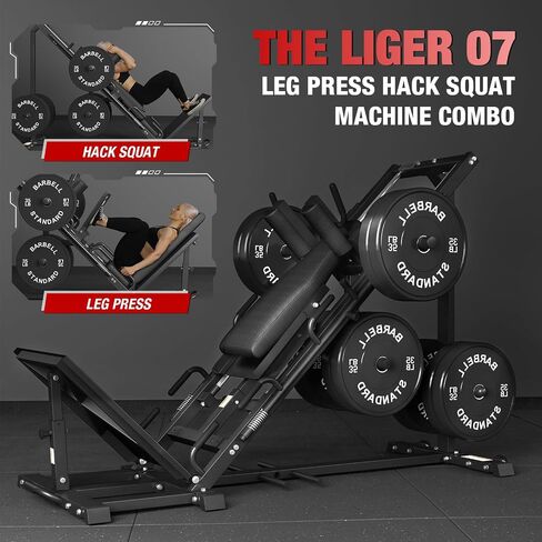 GMWD LEG PRESS CANAN COMBO ، آلة تمرين الساق مع المحمل الخطي ، الجزء السفلي من الجسم 45 درجة مع تخزين الوزن للربو ، أوتار الركبة ، والعجول ، ومعدات يوم الصالة الرياضية المنزلية. in Kuwait