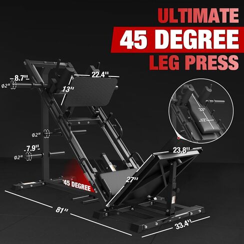 GMWD LEG PRESS CANAN COMBO ، آلة تمرين الساق مع المحمل الخطي ، الجزء السفلي من الجسم 45 درجة مع تخزين الوزن للربو ، أوتار الركبة ، والعجول ، ومعدات يوم الصالة الرياضية المنزلية. in Kuwait