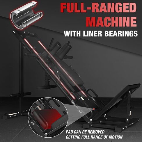 GMWD LEG PRESS CANAN COMBO ، آلة تمرين الساق مع المحمل الخطي ، الجزء السفلي من الجسم 45 درجة مع تخزين الوزن للربو ، أوتار الركبة ، والعجول ، ومعدات يوم الصالة الرياضية المنزلية. in Kuwait