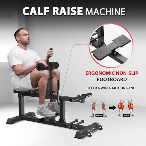 GMWD Adjustable Seated Calf Raise Machine With Band Pegs for Leg Training and Exercise - Home Gym Equipment in Kuwait